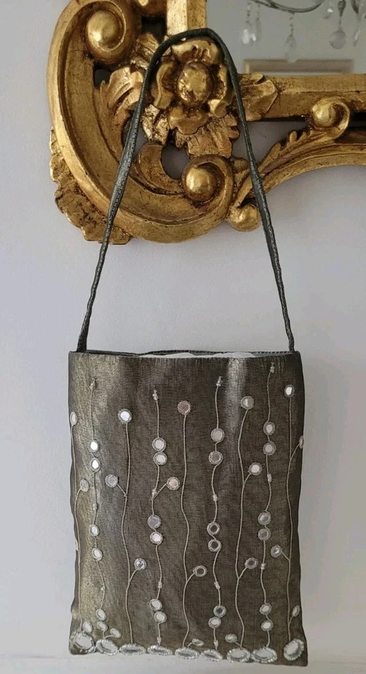 PRINCIPLES KHAKI BEIGE EMBELLISHED BEADS EVENING POUCH BAG 7.5 X 6.0 INCHES NWT - Image 2 of 4