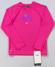 Girls Nike Swim Long Sleeve Rash Guard UV Protection NESSC778 Size Small