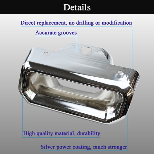 Pair Exhaust Tips Bezels for Chevy Silverado GMC Sierra 1500 2019-2024 Silver - Picture 3 of 6