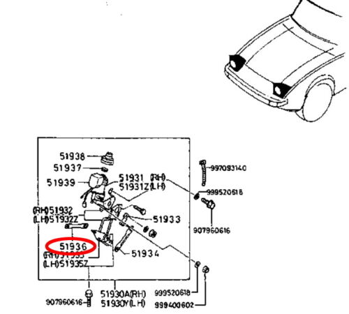 MAZDA GENUINE OEM RX-7 SAVANNA SA22C Right & Left headlight Lift Rod Set JDM - Bild 2 von 2