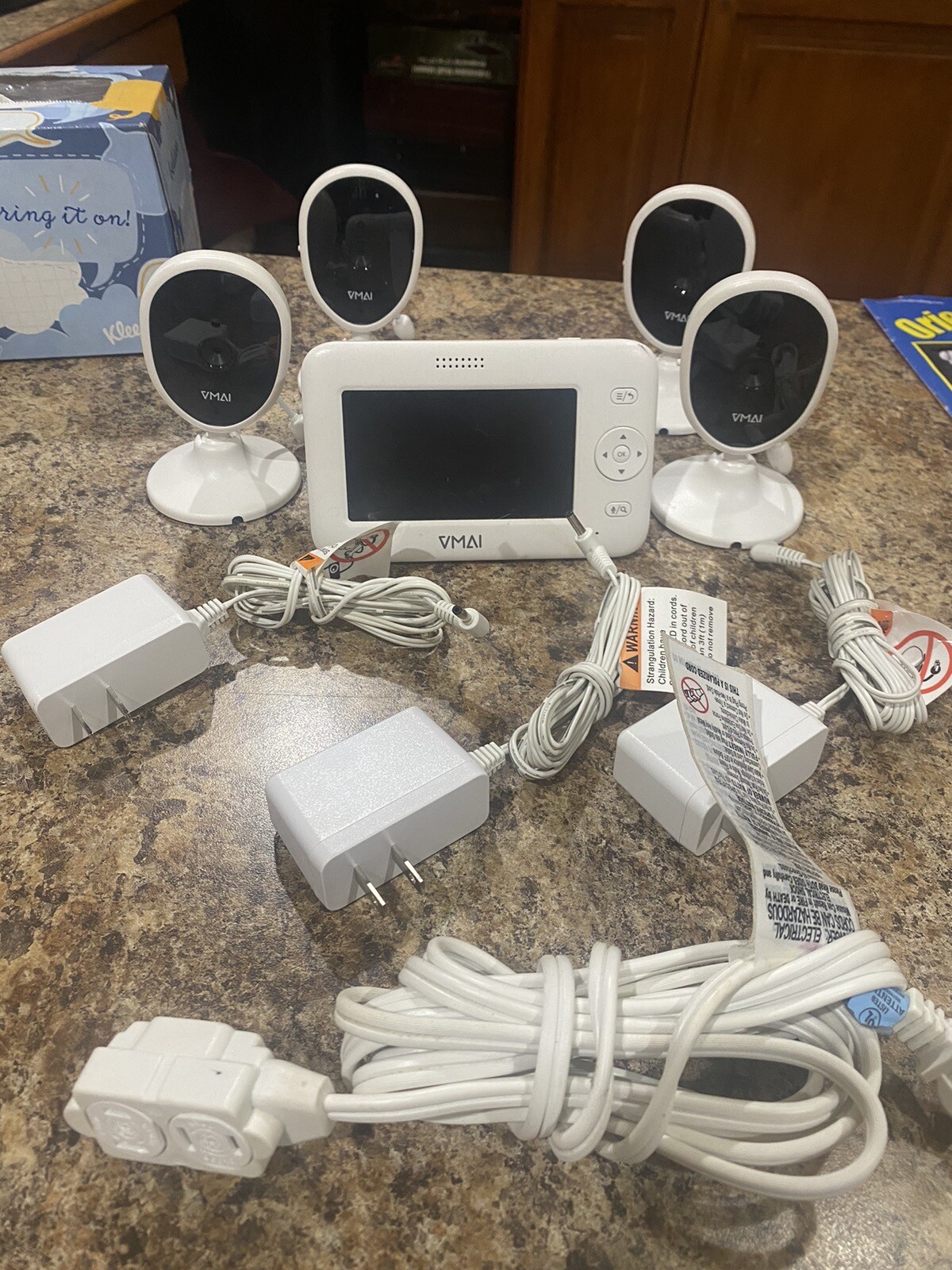 Baby Monitor, 4.3'' Video Baby Monitor with 4 Cameras, Night Vision & 3 Adapters-image