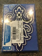 Set of 6 Paisley Blue and White Note Cards GIft Cards with Envelopes 4.5" x 3"