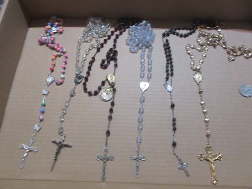 VINTAGE LOT OF 6 ROSARIES,2 ITALY,CREED, CHAPEL