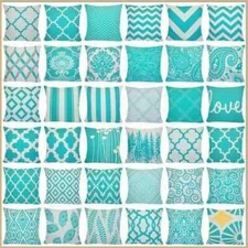 PILLOW COVER Turquoise Blue 2-Sided Decorative Home Decor Cushion Case 18x18" US