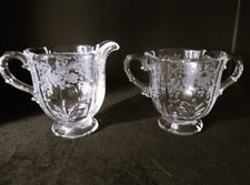 FOSTORIA  MEADOW ROSE Cream and Open Sugar Bowl Set