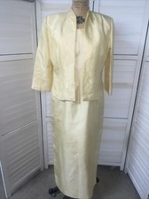 Positive Attitude Women  s Yellow 2 Pcs Set Maxi Sheath Dress  Jacket Size 10