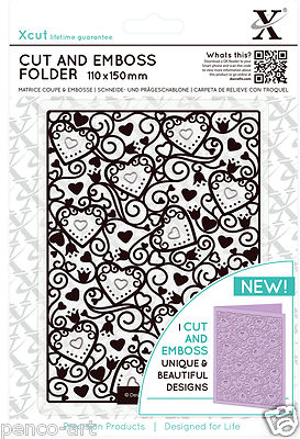Xcut A6 Cut and Emboss combination die cutting & embossing folder HEART ...