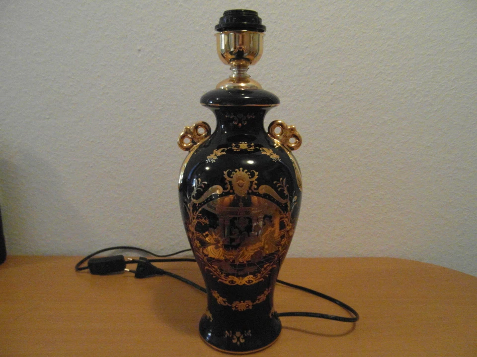 Vasenlampe Tischlampe Feinstes China Porzellan kobalt blau Goldmotiven UVP 299€ - Bild 3 von 4