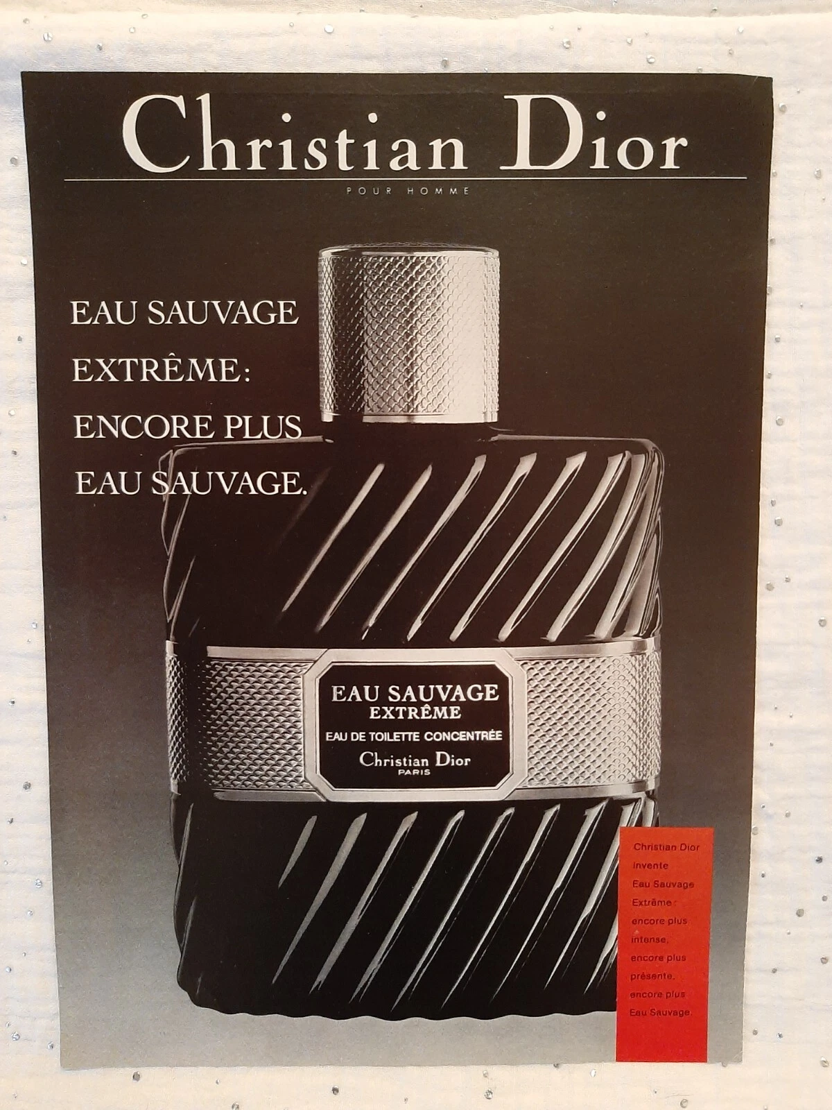 Publicité papier Parfum. Perfume Ad C. Dior Eau Sauvage Extrème de 1985