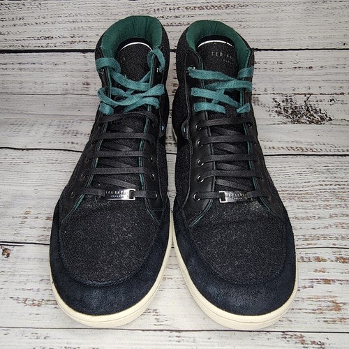 Ted Baker London Miykal Men Sz 13 High Top Sneaker Chukka Boot Shoes Black Green - Picture 2 of 22