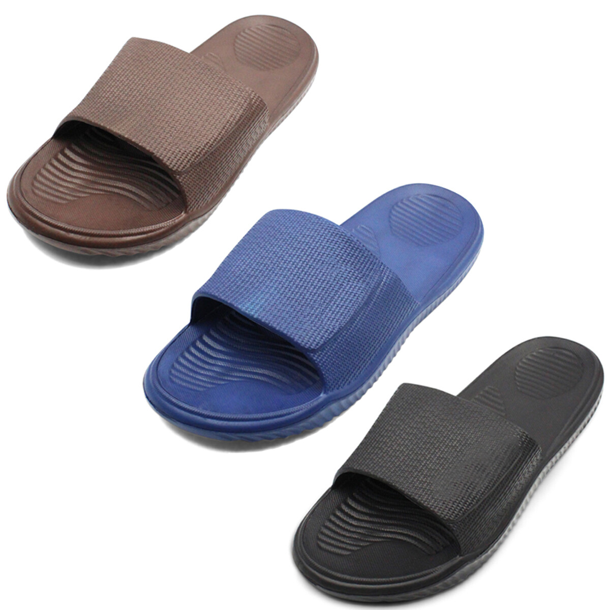 Men's Cushioned Slide Shower Slip On Shoes Casual Poolside Sandals | eBay