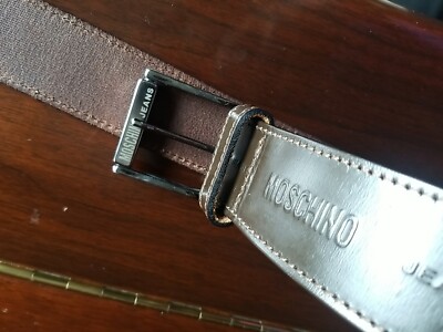 MOSCHINO Italy UNISEX Dark Brown leather belt size M ( Fit  display picture 3