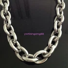 7"-40" Heavy & Huge Mens 316L Stainless Steel Silver Big O Link Chain Necklace