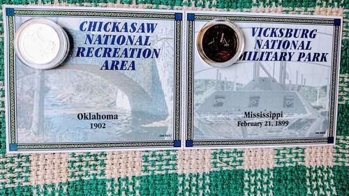 LOT OF # 2 GOLD PLATED STATE QUARTERS OKLAHOMA / MISSISSIPPI. /DANBERRY MINT. - Picture 18 of 24