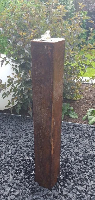 Säulenbrunnen 40 / 10 cm eckig Cortenstahl Roststahl incl. LED Gartenbrunnen - Bild 2 von 2
