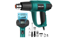Heat Gun, LCD Display, 5 Air Flows, 120 F-1200 F Temp, 6 Nozzles for Crafting