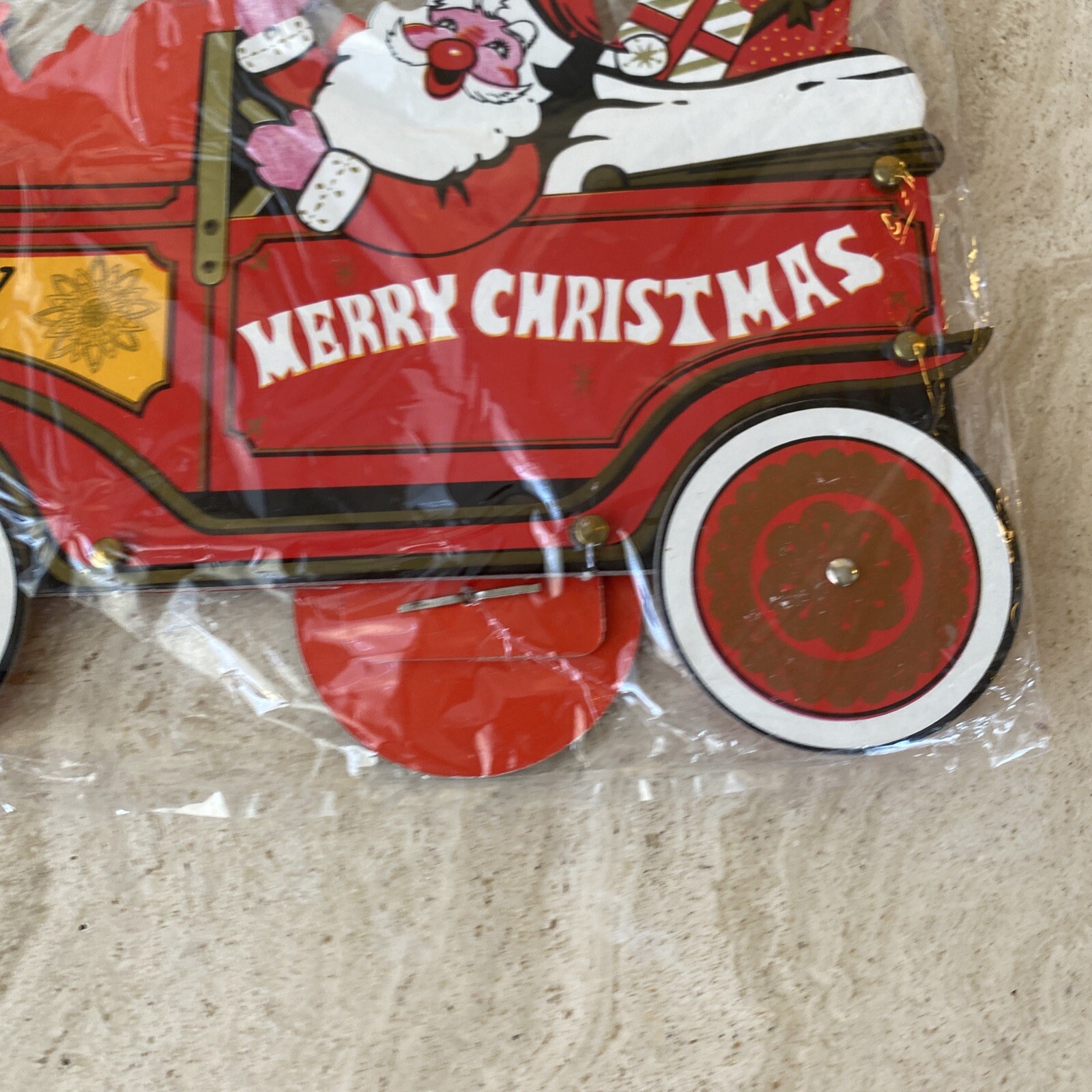 Rare Vintage Santa Christmas Cardboard Cutout Card HolderDisplay Made