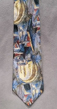Ermenegildo Zegna Mens Tie 100 Silk Made in Italy Ornate Art Geometric Abstract