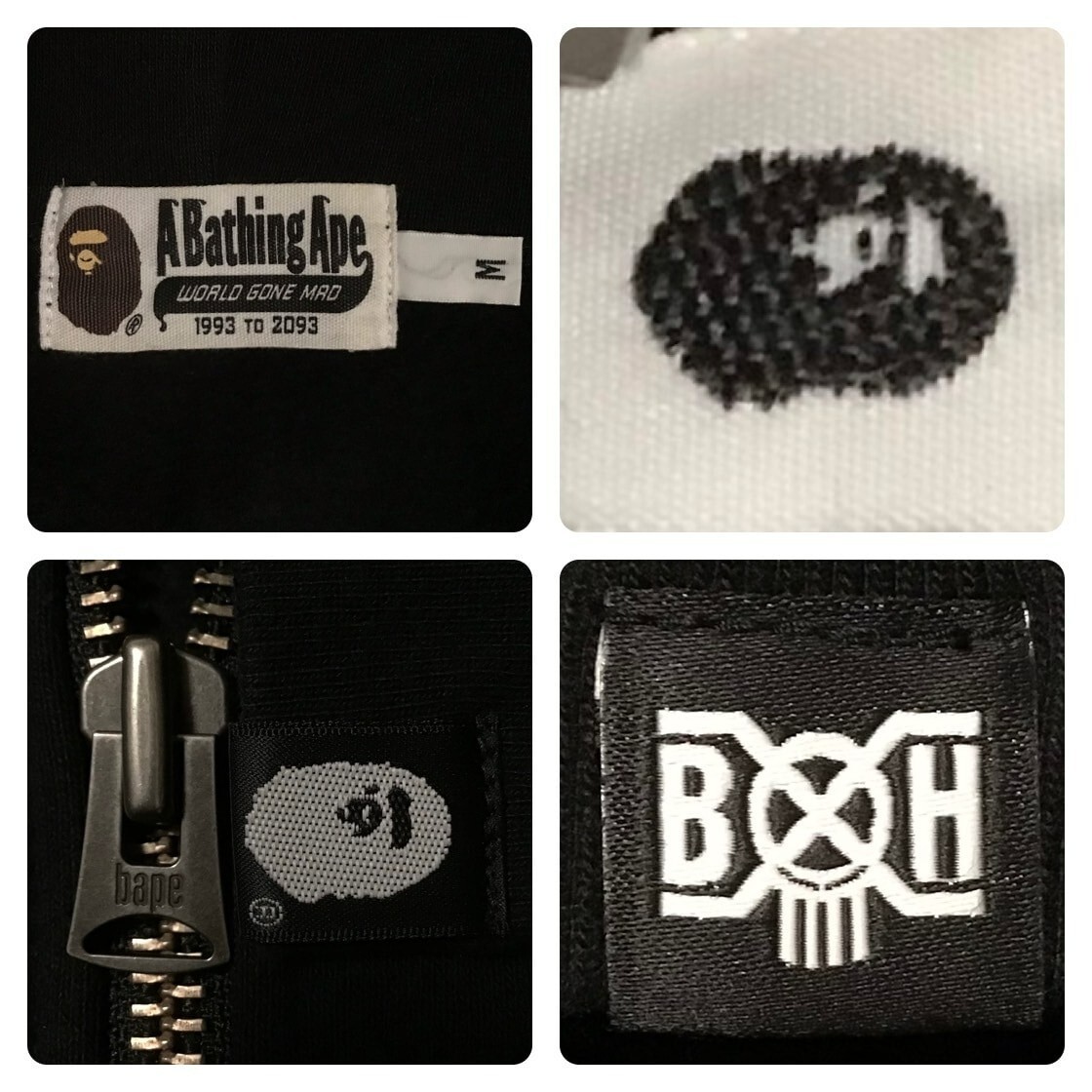 BAPE × BOUNTY HUNTER MAD Shark full zip Hoodie NIGO Black A