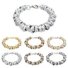 Bracciale tipo dodo moda donna stile nodini intrecciato acciaio alluminio 10 mm