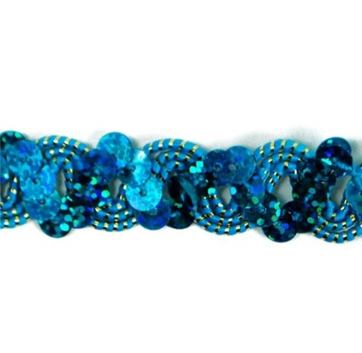 E6176 AQUA RICK RACK SEQUIN SEWING CRAFT TRIM 5/8'' SEWING TRIMS @ GLORY'S HOUSE!