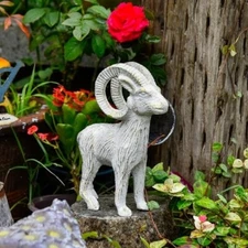 Sungmor Goat Statue, Cast Iron Rustic Antelope Sculpture, Garden, Tabletop Decor