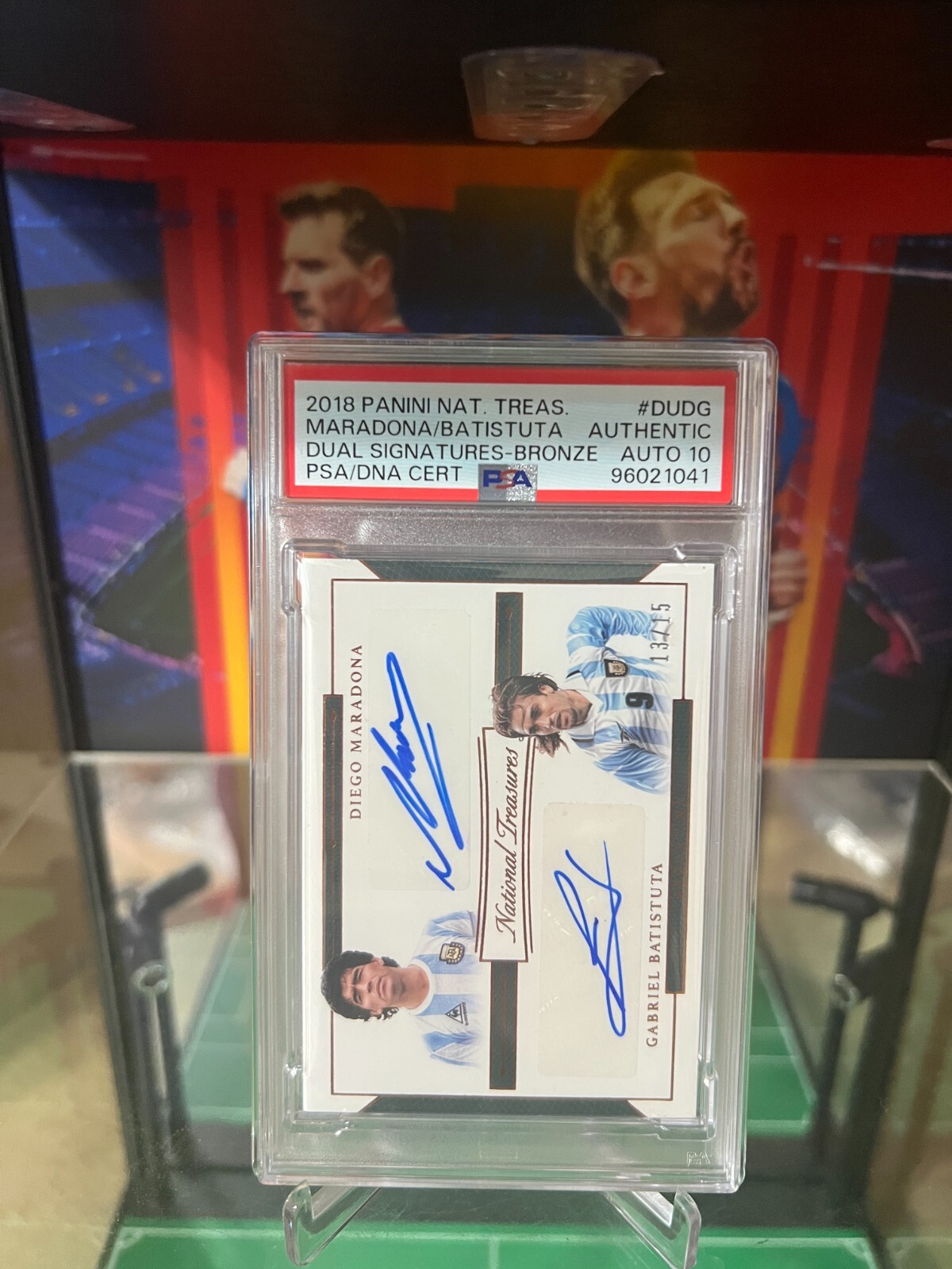 2018 National Treasures Maradona/Batistuta Bronze Dual Auto /15 PSA 10 view 16