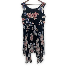 Lane Bryant Asymmetrical Hem Floral Lined Sleeveless Mini Dress Size 14