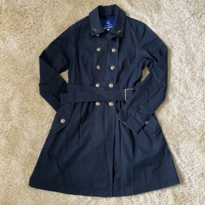 BURBERRY LONDON BLUE LABEL Trench Coat Women Size 38 navy BURBERRY LONDON BLUE LABEL Trench Coat Women Size 38 navy