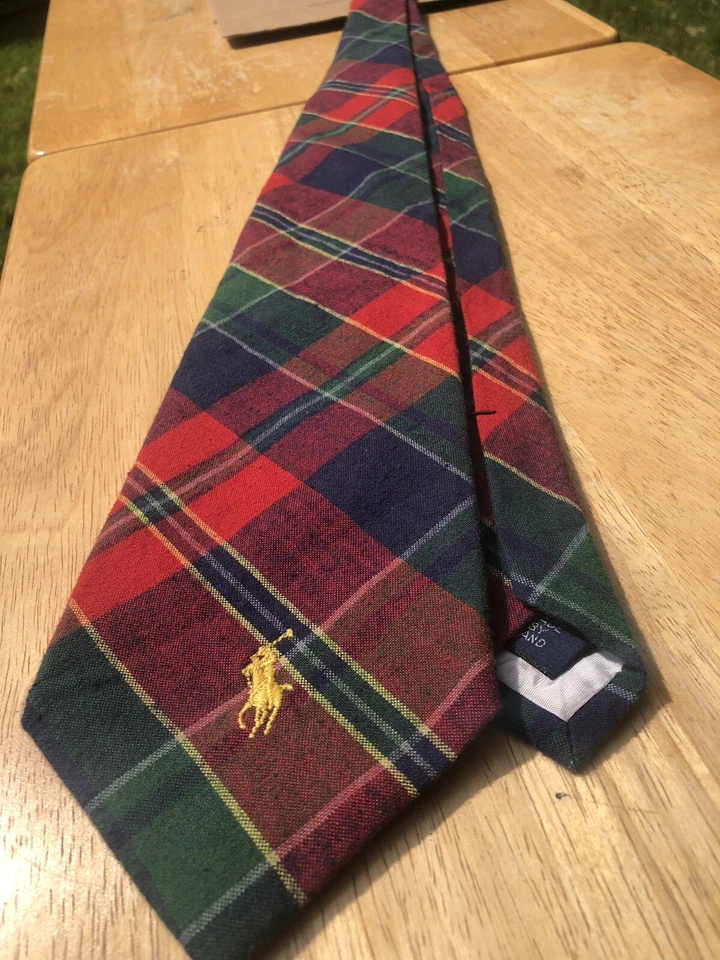 De colección Polo Ralph Lauren Madras Cuadros Corbata Cuello Ecuestre Poni Deportista Foto 3 de 4