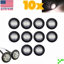 10 pcs. 3/4" - CLEAR - Marker Lights LED Truck Trailer Round Side Marker 12V DC