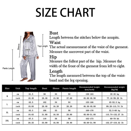 Womens Striped Silk Satin Pajamas Set Satin Long Sleeve Soft Sleepwear Nightwear - Picture 2 of 16