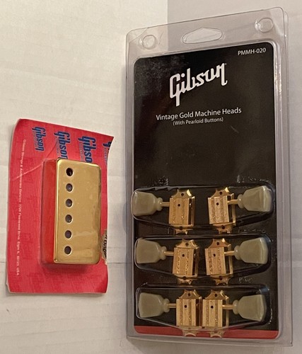 GIBSON Vintage Gold Machine Heads with Pearloid Buttons and Gold Cover / Bridge - Picture 3 of 6
