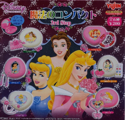 Disney Princess Magic Compact 3rd Step Komplettset 6 Kapseln Spielzeug JAPAN NEU