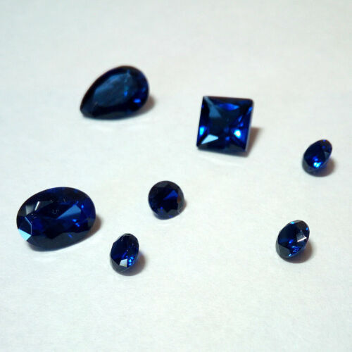 Lab Created Blue Sapphire #34 Choice of Cut & Size 2mm-12mm - Picture 1 of 8
