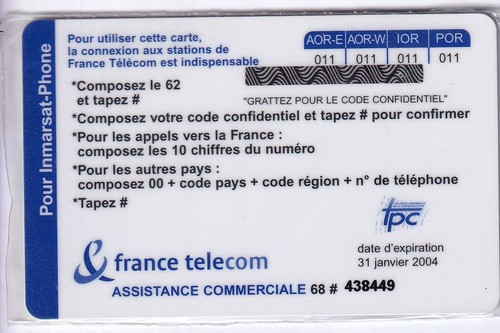 MARINE SATELLITE TELECARTE / PHONECARD 20MN FRANCE TELECOM INMARSAT+N° NSB/NEUVE - Picture 2 of 2