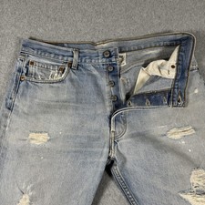 Y2K Levi's 501XX Distressed Light Wash Button Fly Jeans Size W36 L32