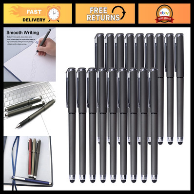 0.7mm Black Gel Ink Rollerball Pens - 2-in-1 Stylus Medium Point - 18 Pack