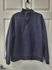 Brooks Brothers Sweatshirt Mens Large Blue Quarter Zip Pullover Cotton Knit
