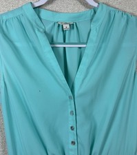 Guess M Sleeveless Shirt Dress Aqua Turquoise Drawstring Waist Pockets