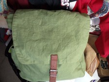 The Green Canvas Shoulder Bag w/multi-Color Cotton Straps Vintage 