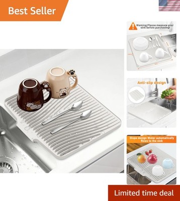 Versatile Cream Silicone Dish Drying Mat 15.8''x13'' - Space-Saving & Gift-Ready