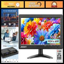 10.1" HD Security Monitor, 1024x600, HDMI VGA BNC AV USB, CCTV DVR PC, Remote Co
