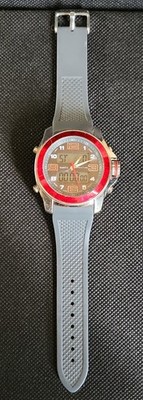 STRUCTURE Men's Wristwatch 52mm Red & Gray Chrono Quartz With Gray Silicone Band