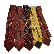 Salvatore Ferragamo Silk Tie Lot 5 Pice Elephant Turtle Novelty Italy Authentic