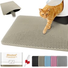 Waterproof Double Layer Cat Litter Mat, Odor-Free, Easy Clean, Khaki 27x46
