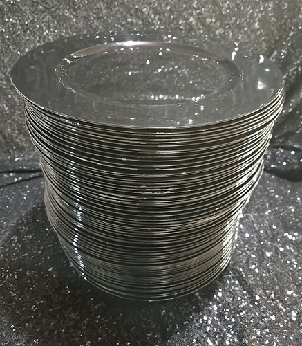 69pc 13" Round Solid Black CHARGER PLATES Party Event Tableware Wedding Distress