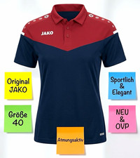 JAKO Poloshirt Damen Gr. 40 Seablue / Chili Red Neu OVP Sport Shirt Polo 6320