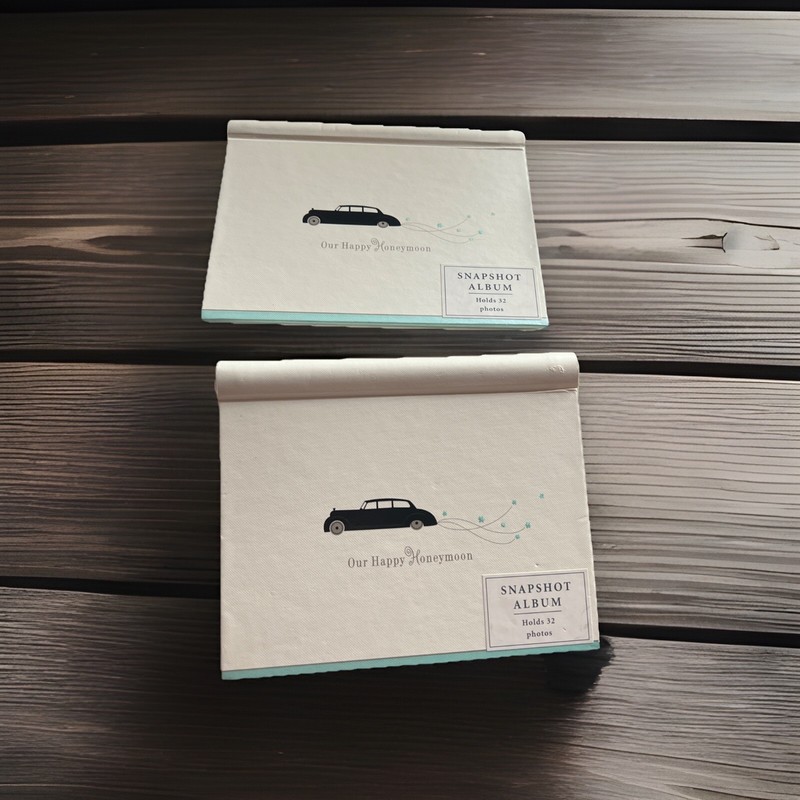 New Set Of 2 Happy Honeymoon  Hallmark  4x6”. Acid Free 64 Photo Places