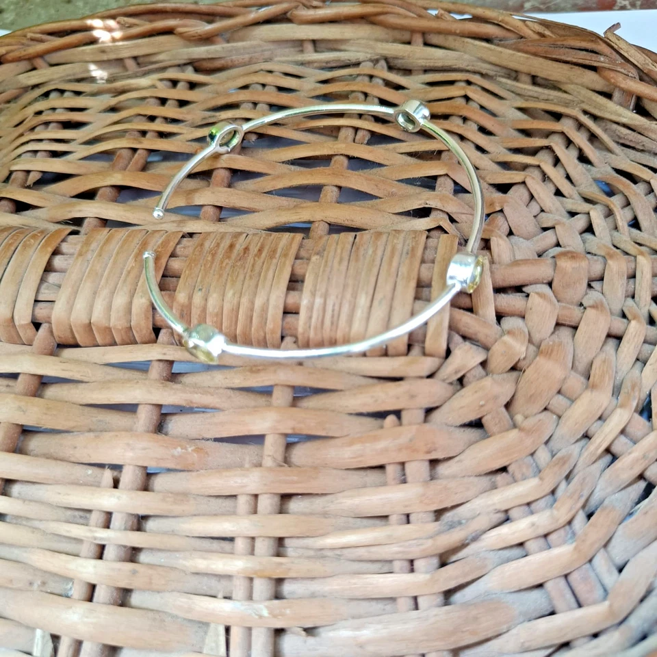 黄色黄水晶袖口手镯手工纯银可调节手链 — 第 4/4 张图片